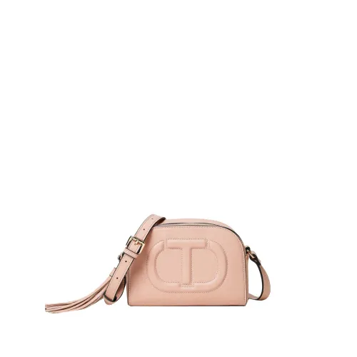 Twinset , Pink Soft Calfskin Shoulder Bag ,Pink female, Sizes: ONE SIZE