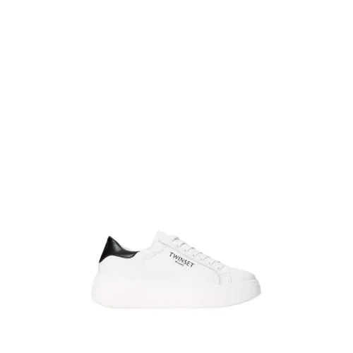 Twinset , Platform Leather Sneakers ,White female, Sizes: