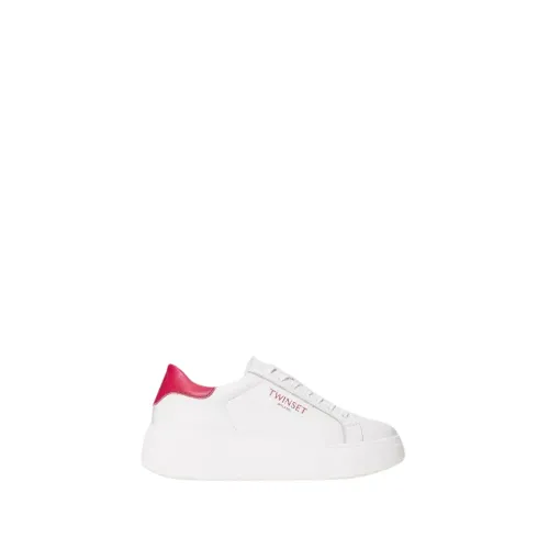 Twinset , Platform Leather Sneakers ,White female, Sizes: