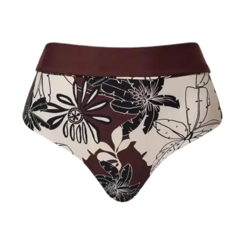 Twinset , Reversible High-Waisted Floral Bikini Set ,Brown female, Sizes: