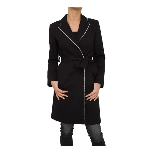 Twinset , Short Black Trench Coat ,Black female, Sizes: