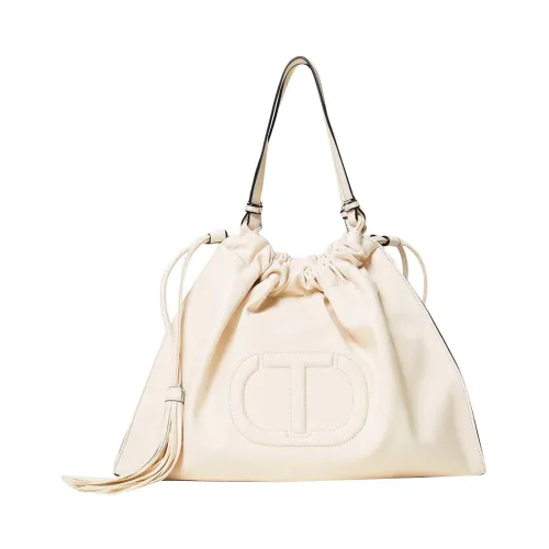 Twinset , Soft Leather Hobo Bag with Tassel Detail ,Beige female, Sizes: ONE SIZE