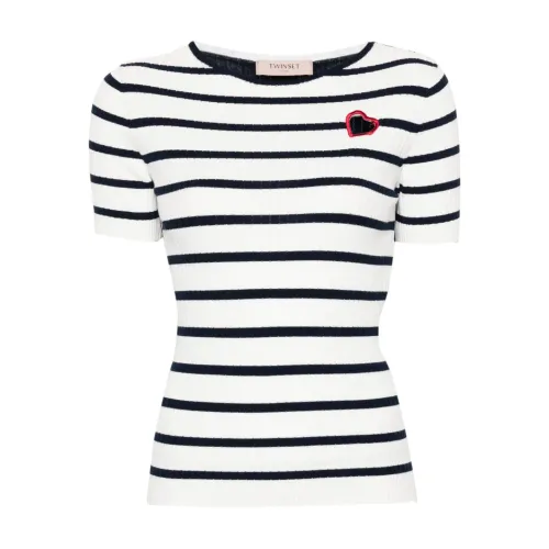 Twinset , Striped Ribbed Sweaters ,White female, Sizes: