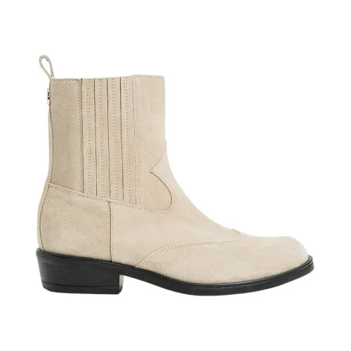 Twinset , Suede Western Boots with Side Zip ,Beige male, Sizes: