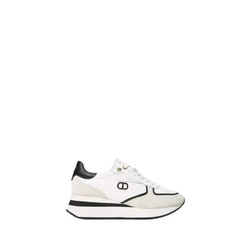 Twinset , Wedge Sneakers in Leather ,White female, Sizes: