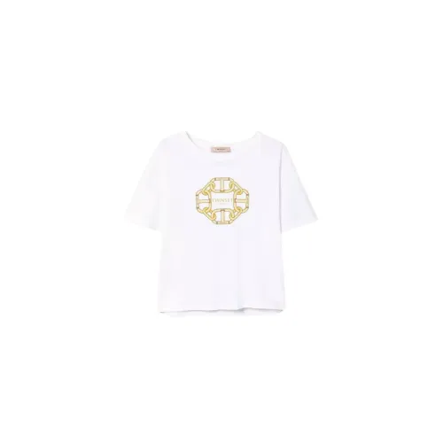 Twinset , White Chain Print T-shirt ,White female, Sizes: