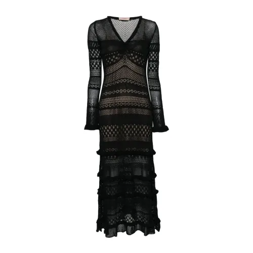 Twinset , Womens Clothing Dress Black Ss24 ,Black female, Sizes: