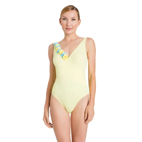 Twinset , Yellow Floral Tulle Twin-set Swimsuit ,Yellow female, Sizes: