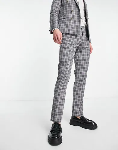 Twisted Tailor mepstead suit trousers in grey prince of wales check