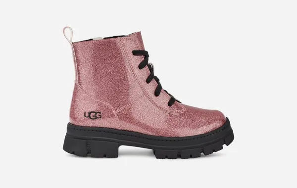UGG® Ashton Lace Up Glitter Boot in Glitter Pink