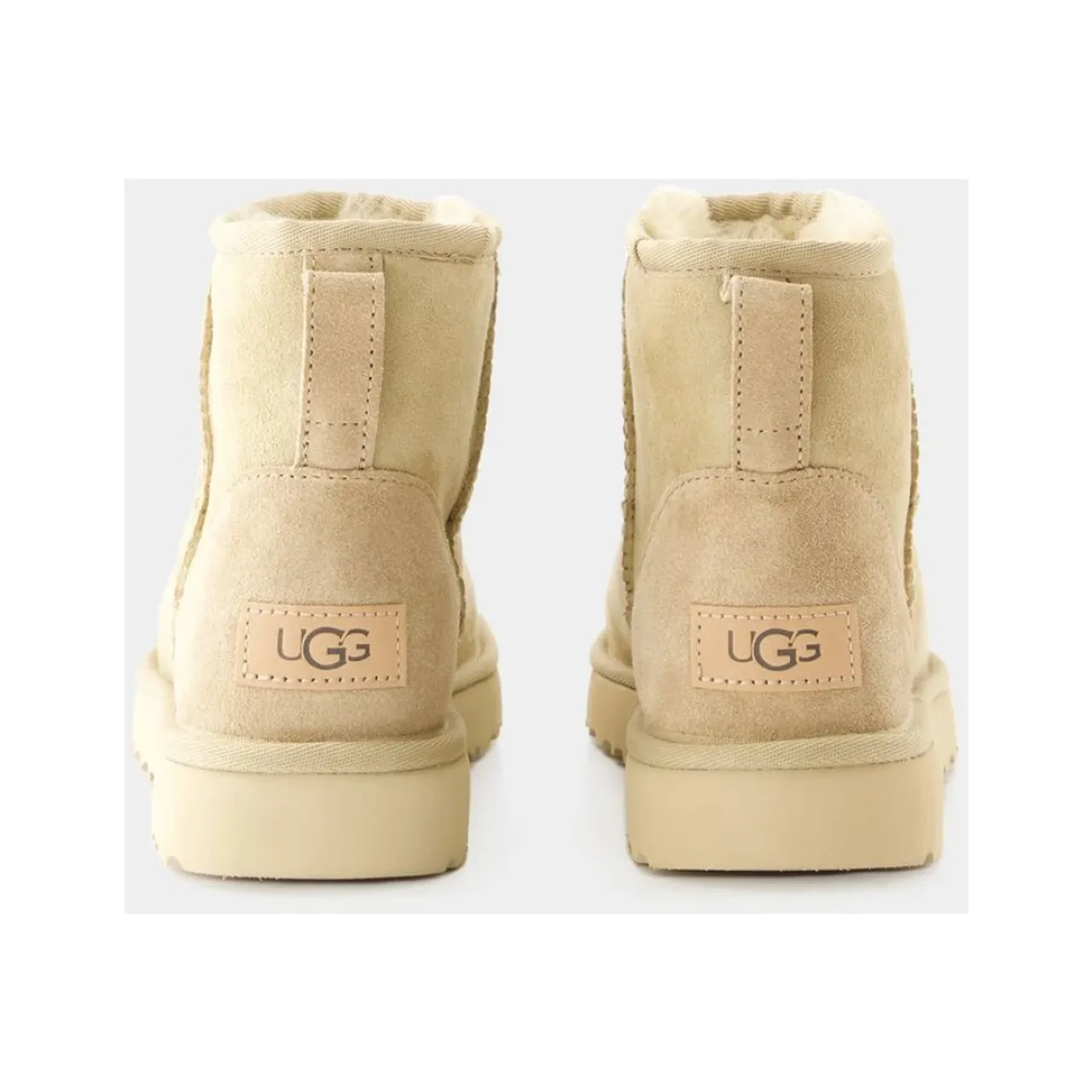 UGG , Beige Leather Ankle Boots - Classic Mini II ,Beige female, Sizes: