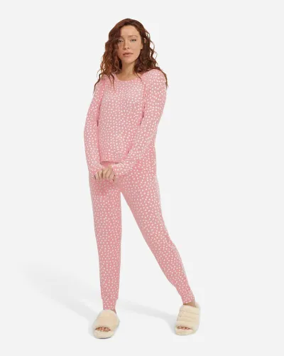 UGG® Birgit Print Pyjama Set for Women in Clay Pink Hearts