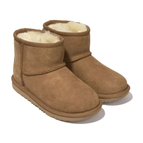 UGG , Brown Leather Kids Boots ,Brown unisex, Sizes: