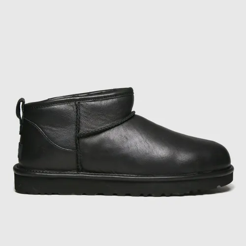 Ugg Classic Ultra Mini Leather Boots In Black