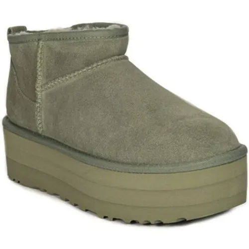 UGG  Classic Ultra Mini Platform Shaded Clover  women's Low Ankle Boots in Green