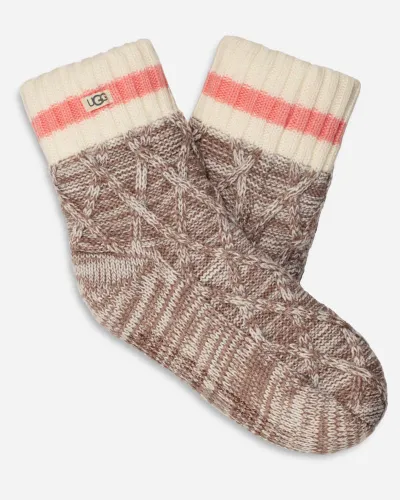 UGG® Deedee Fleece Lined Quarter Sock in Allspice/Pink Coral