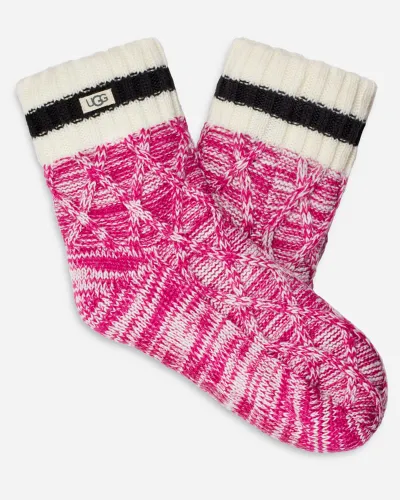 UGG® Deedee Fleece Lined Quarter Sock in Solferino Pink/Tar