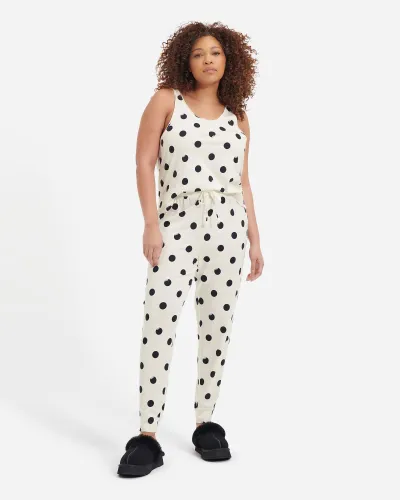 UGG Elsey Pyjama Bottom for Women in White/Black Dot