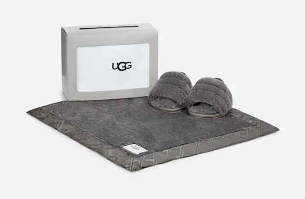 UGG Fluff Yeah Slide and Lovey Blanket for Kids in Grey