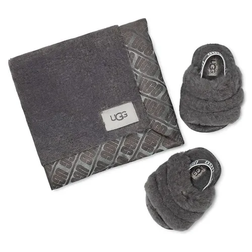 Ugg Fluff Yeah Slides and Lovey Blanket Set - Grey