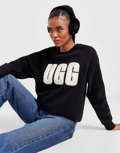 UGG Fuzzy Logo Crew Sweatshirt - Black - Womens