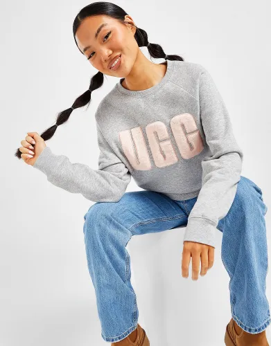 UGG Fuzzy Logo Crew Sweatshirt - Grey - Womens