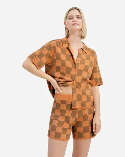 UGG® Jeannie Buttondown Sweater for Women in Orange/Brown