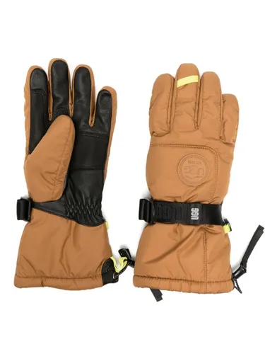 UGG logo-patch leather gloves - Brown