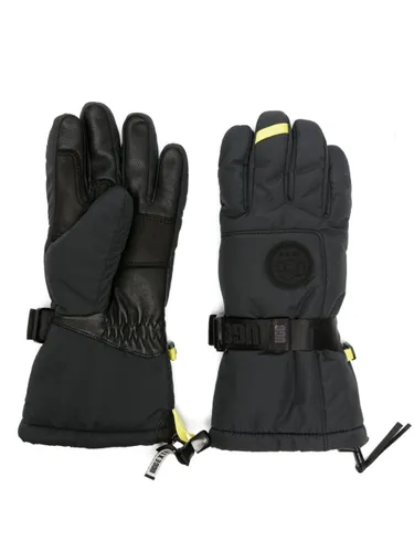 UGG logo-plaque leather gloves - Black