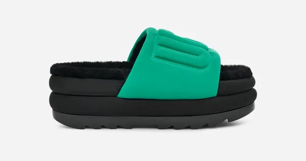 UGG® Maxi Graphic Slide for Women in Emerald Green/Black