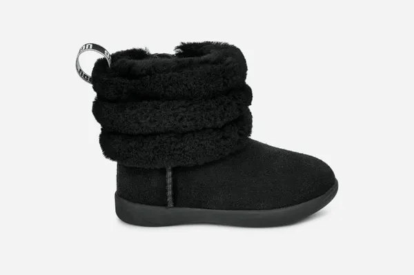 UGG Mini Quilted Fluff Ankle Boot for Kids in Black