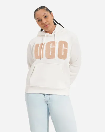 UGG® Rey UGG fluff Logo Hoodie for Women in Nimbus/Sand