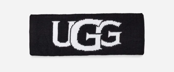 UGG® W Intarsia Knit Headband in Black, Size OS