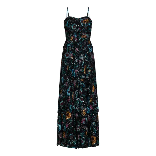 Ulla Johnson , Black Floral Print Dress with Ruffles ,Black female, Sizes: