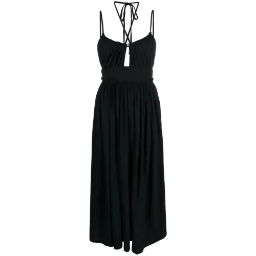 Ulla Johnson , Black Leather Dress with Flap Closure ,Black female, Sizes: