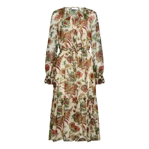 Ulla Johnson , Contrasting Floral Print Silk Dress ,Multicolor female, Sizes: