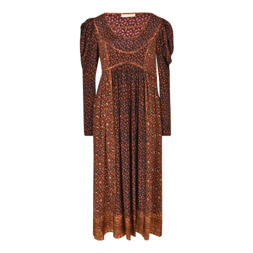 Ulla Johnson , Feminine Maxi Dress with Beautiful Details ,Brown female, Sizes: