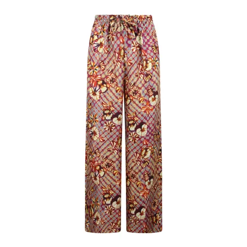 Ulla Johnson , Floral Print High-Waist Silk Trousers ,Multicolor female, Sizes: