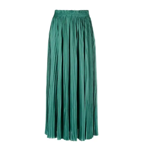 Ulla Johnson , Pleated Satin Midi Skirt ,Green female, Sizes: