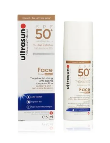 Ultrasun Womens Mens Face Tinted Cream SPF 50+ Honey 50ml, Honey
