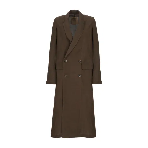 UMA Wang , Brown Double Breasted Coat with Peak Lapel ,Brown female, Sizes: