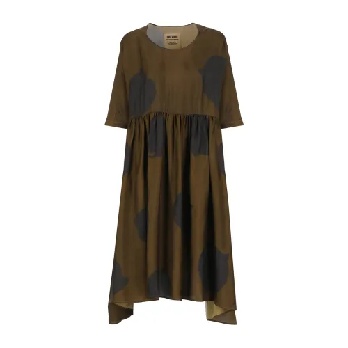 UMA Wang , Contrasting Color Brown Dress ,Brown female, Sizes:
