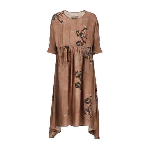 UMA Wang , Contrasting Color Brown Dress ,Brown female, Sizes: