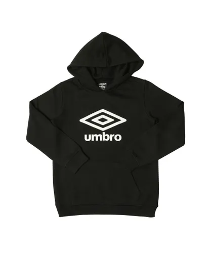 Umbro Boys Boy's Large Logo Hoody in Black Cotton