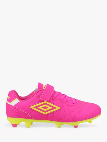 Umbro Kids' Speciali Liga Firm Ground Football Boots - Pink/Yellow - Male