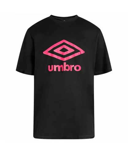 Umbro Large Logo Mens Black/Pink T-Shirt Cotton