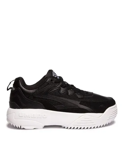 Umbro Mens Exert Max Low Top Leather & Suede Trainers in Black-White Leather (archived)