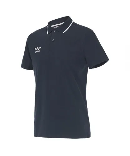 Umbro Short Sleeve Collared Navy Blue Mens Pique Polo Shirt 65703U Y70 Cotton