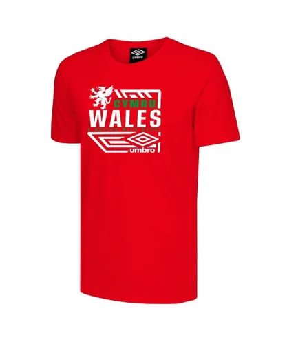 Umbro Wales Diamond Dragon Mens Red T-Shirt Cotton