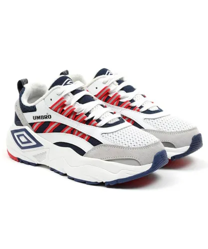 Umbro Womenss Neptune Low Top Speedy Lace Up Trainers in White Navy - Blue & White